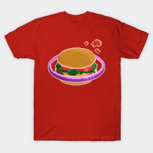 Pixelart Burger Planet T-Shirt